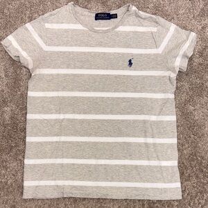 Polo by Ralph Lauren Kids Gray & White Striped Short Sleeve Tee with Navy Pony